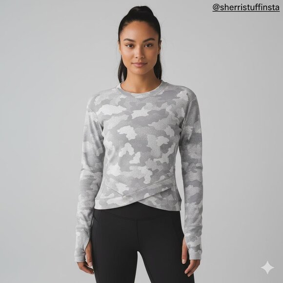 Like New Lululemon Close To Crossing Long Sleeve Shirt Top Heritage Camo Grey 8 - Picture 1 of 10